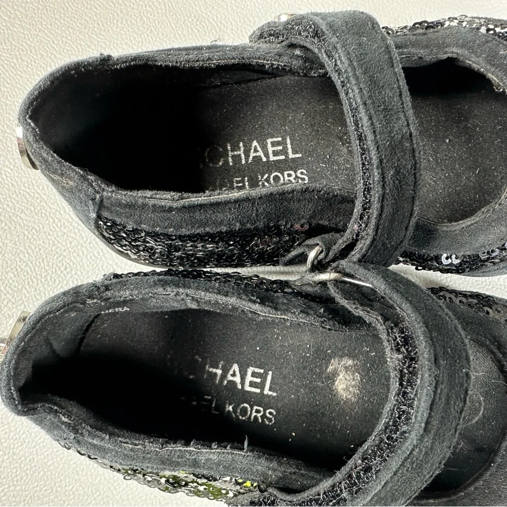 Michael Kors Lil Hera Sequin & Suede Mary Jane Shoes